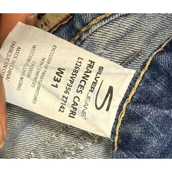Silver Jeans Frances Capri Womens 31 Faded Medium Wash Thick Stitch Cropped Jean - Picture 3 of 3